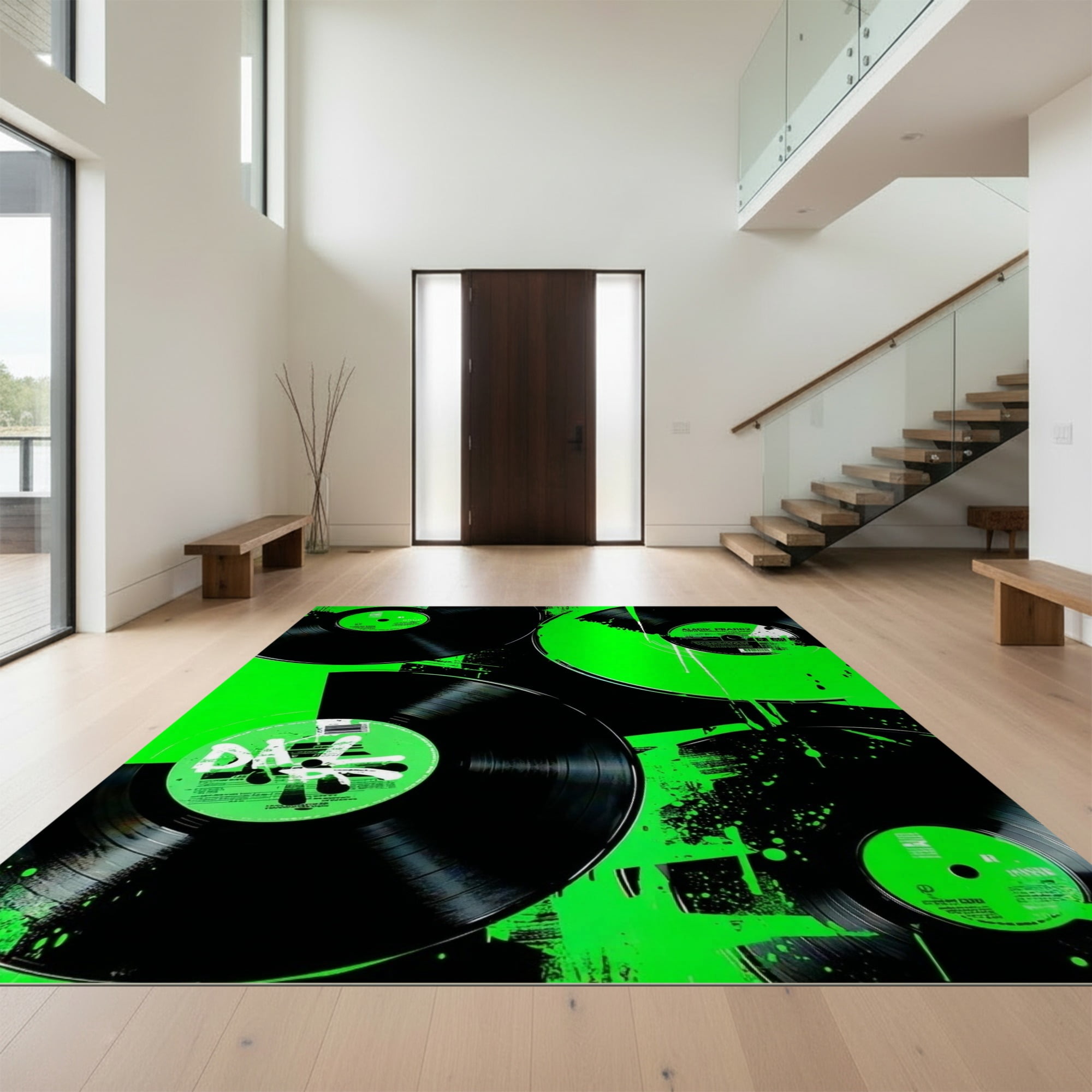 Design&I 3'x5' Ultra Soft Throw Mat, Record Cd Vinyl Music Graffiti ...