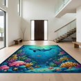 thumbnail image 1 of Design&I 3'x5' Washable Accent Rug Pet Friendly & Non-Slip Built-In Grip Classroom Ocean Animals Cartoon Whale Octopus Underwater Under for Bedroom, Walk-in Closet, 1 of 7