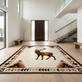 thumbnail image 1 of Design&I 3'x5' Washable Accent Rug Pet Friendly & Non-Slip Built-In Grip Hunting Print Tracks Motif Woodland Antler Border Antlers Camo for Bedroom, Walk-in Closet, 1 of 7