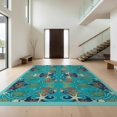 thumbnail image 1 of Design&I 3'x5' Washable Accent Rug Pet Friendly & Non-Slip Built-In Grip Ocean Coral Seascape Marine Reef Border Fish Turtle Nautical Playful Expressive for Bedroom, Walk-in Closet, 1 of 7