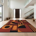 thumbnail image 1 of Design&I 3'x5' Washable Accent Rug Pet Friendly & Non-Slip Built-In Grip Orange Red Geometric Abstract Design Rectangular with Bold Symmetric Shapes for Bedroom, Walk-in Closet, 1 of 7