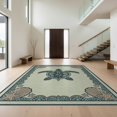 thumbnail image 1 of Design&I 3'x5' Washable Accent Rug Pet Friendly & Non-Slip Built-In Grip Turtle Nautical Wave Seashell Border Motif Starfish Coral Ocean Flowing Dynamic for Bedroom, Walk-in Closet, 1 of 7