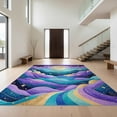 thumbnail image 1 of Design&I 3'x5' Washable Accent Rug Purple Mermaid Kawaii Whimsical Wave Border Scale Cute Starfish for Bedroom, Walk-in Closet, Pet Friendly & Non-Slip Built-In Grip, 1 of 7