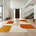thumbnail image 1 of Design&I 3'x5' Washable Area Rug Burnt Orange Terracotta Abstract Geometric Bauhaus Mid Century Design with Angular Motifs for Home Office, Hallway, Low Profile & Durable Daily Traffic Ready, 1 of 7