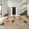 thumbnail image 1 of Design&I 3'x5' Washable Area Rug Low Profile & Durable Daily Traffic Ready Beige Halloween Cartoon Design Playful Ghosts Pumpkins Cats Motif for Home Office, Hallway, 1 of 7