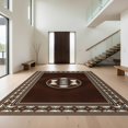 thumbnail image 1 of Design&I 3'x5' Washable Area Rug Low Profile & Durable Daily Traffic Ready Football Sport Spotted With Bold Emblem And Repeating Stripe Border for Home Office, Hallway, 1 of 7