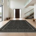 thumbnail image 1 of Design&I 3'x5' Washable Area Rug Low Profile & Durable Daily Traffic Ready Matte Black Farmhouse Galaxy Abstract Minimalist Interlocking Lines with Modern Frame for Home Office, Hallway, 1 of 7