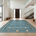 thumbnail image 1 of Design&I 3'x5' Washable Area Rug Stripe Seashell Starfish Motif Round Compass Maritime Nautical Wave Refined for Home Office, Hallway, Low Profile & Durable Daily Traffic Ready, 1 of 7