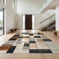 thumbnail image 1 of Design&I 3'x5' Washable Throw Rug Round Southwestern Abstract Geometric Grid Motif Tapete for Entryway, Kitchen, Ultra-Thin & Non-Slip Skid-Resistant Small, 1 of 7