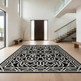 thumbnail image 1 of Design&I 3'x5' Washable Throw Rug Ultra-Thin & Non-Slip Skid-Resistant Small Cream Geometric Beige Trellis Interlocking Border Classroom Ivory for Entryway, Kitchen, 1 of 7