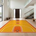 thumbnail image 1 of Design&I 3'x5' Washable Throw Rug Ultra-Thin & Non-Slip Skid-Resistant Small Hoop Motif Bold Stripe Border Center Repeating Basketball Lines Refined for Entryway, Kitchen, 1 of 7