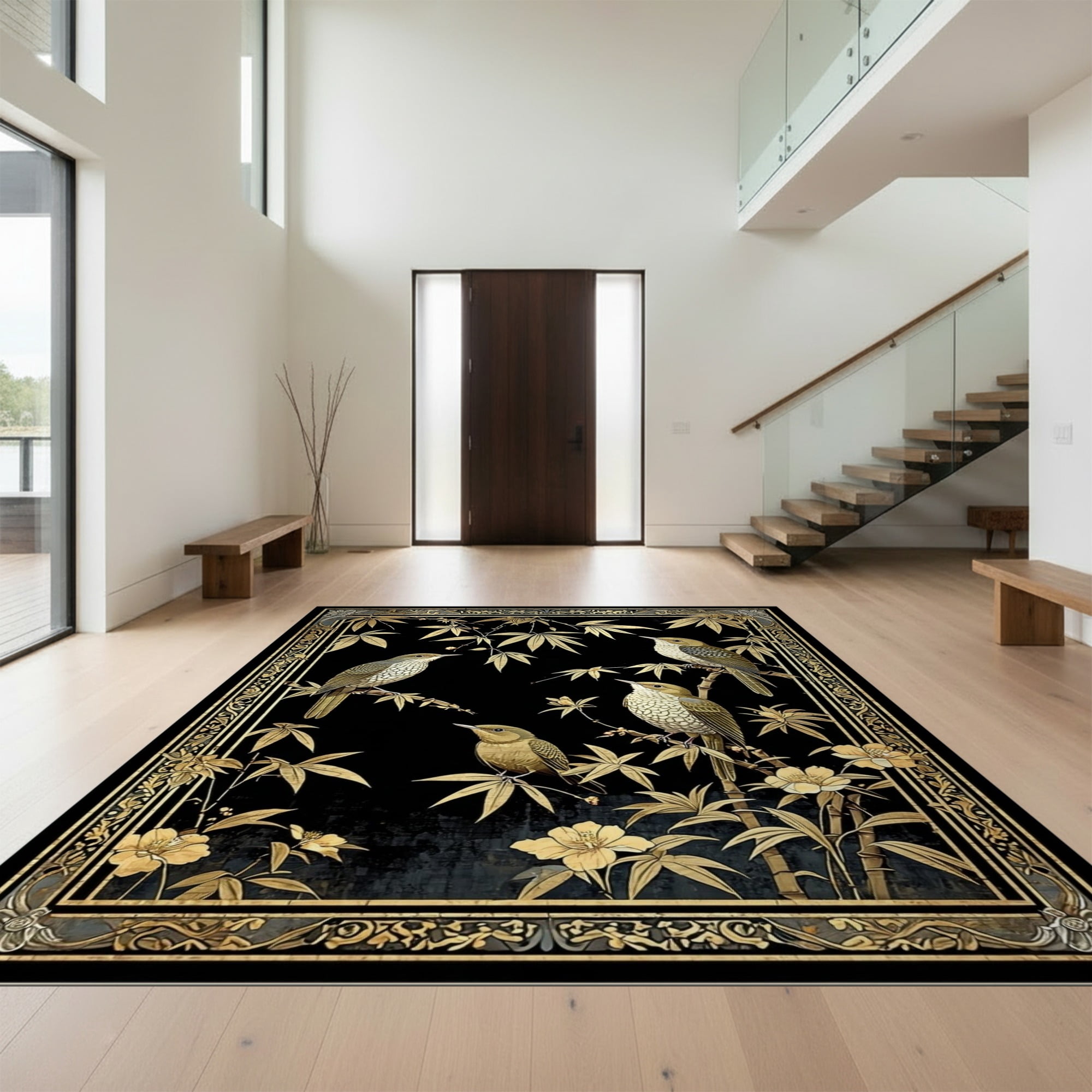 Baby Pythem Design&I 4'x6' Ultra Soft Area Rug, Bamboo Sofa Snake Bird Vintage Boho ...
