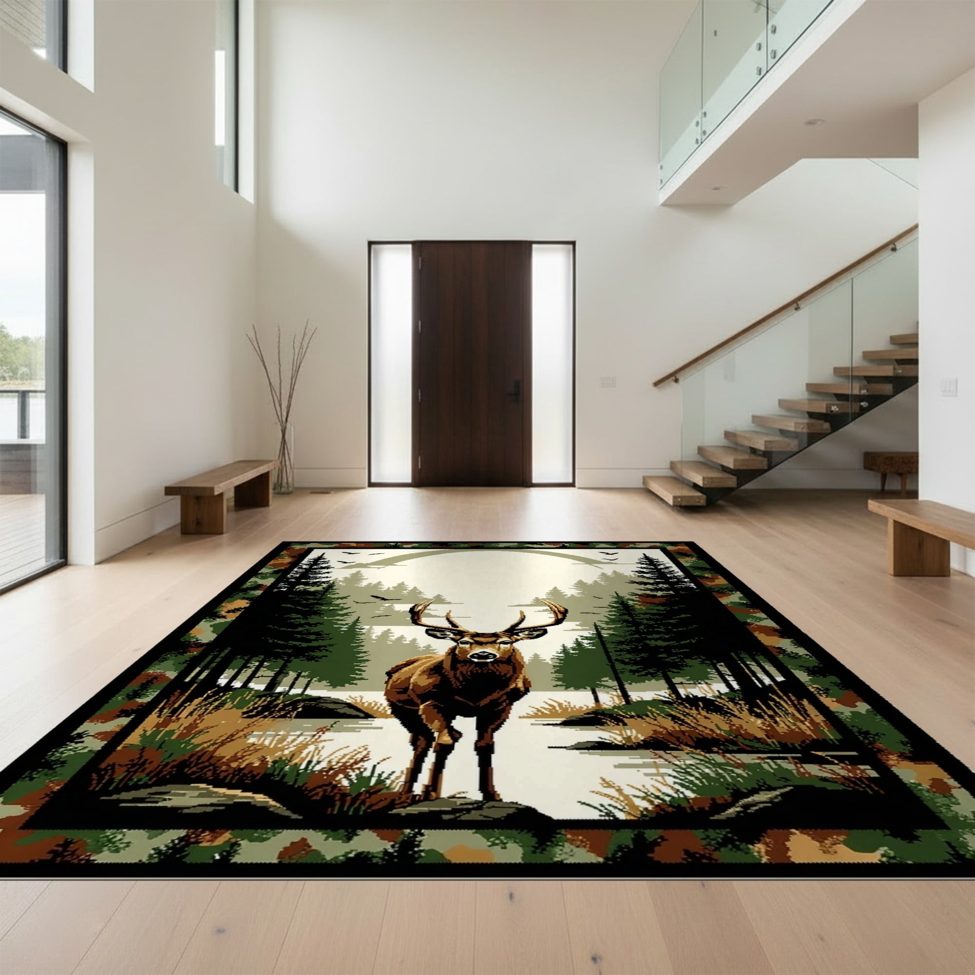 Foresty Rug Design&I 4'x6' Ultra Soft Area Rug, Hunting Camo Motif Print Forest ...