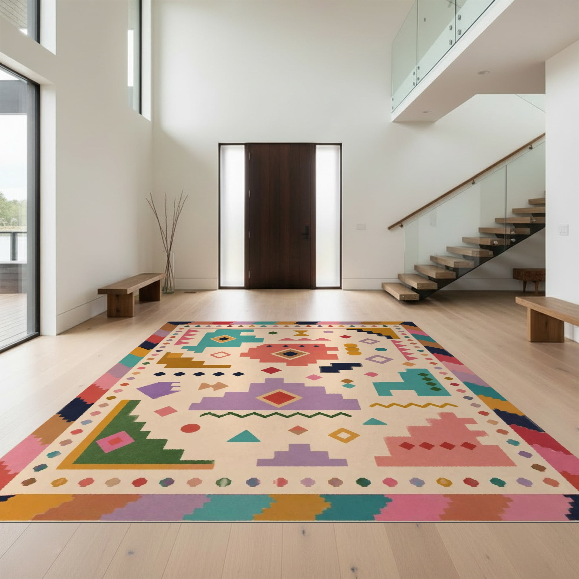 Multiple Patterned Rug Design&I 4'x6' Ultra Soft Area Rug, Multicolor Geometric Patterned ...