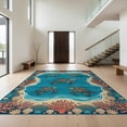 thumbnail image 1 of Design&I 4'x6' Ultra Soft Area Rug, Nautical Turtle Reef Underwater Scene Wave Design Ocean Style None Fluffy Washable Non Shedding for Bedroom Living Room Home Office, 1 of 7