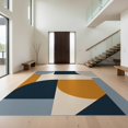 thumbnail image 1 of Design&I 4'x6' Ultra Soft Area Rug, Navy and Mustard Geometric Design Modern Abstract Shapes with Bold Style Fluffy Washable Non Shedding for Bedroom Living Room Home Office, 1 of 3