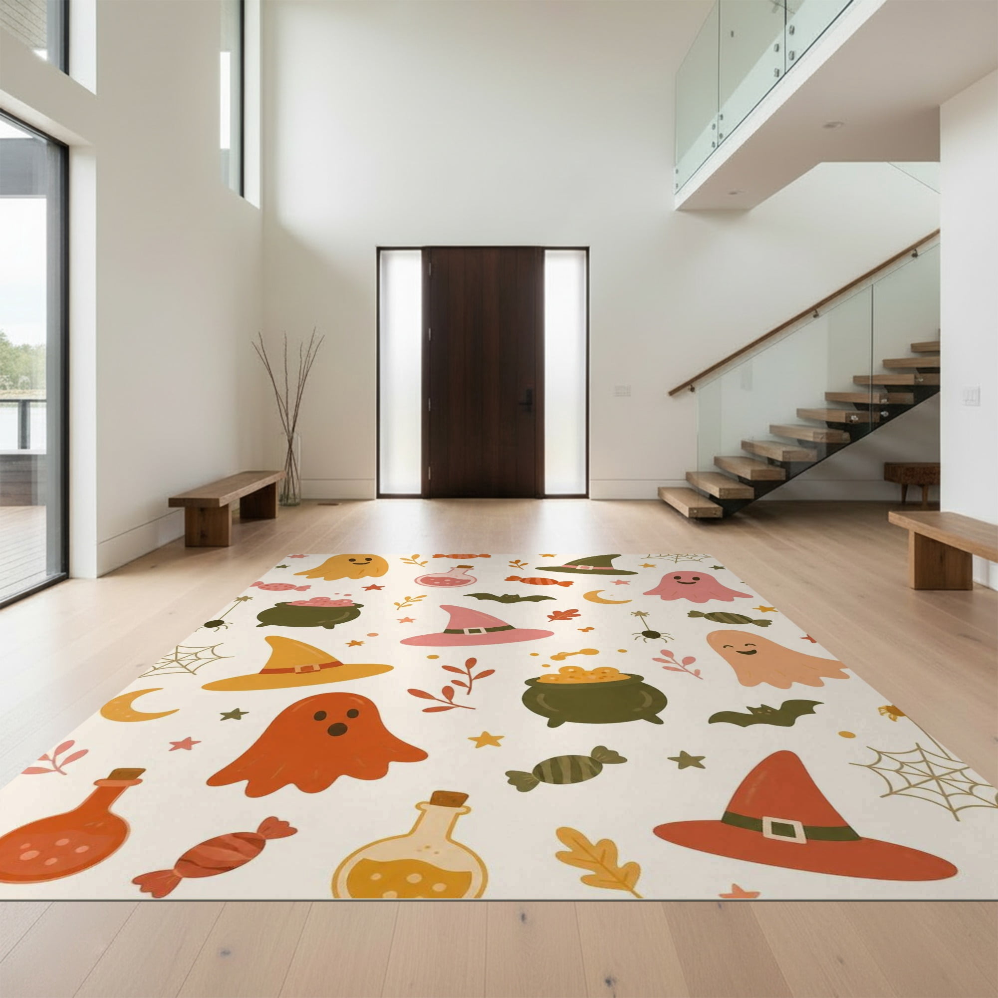 Design&I 4'x6' Ultra Soft Area Rug, Pastel Halloween Whimsical Design ...
