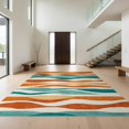 thumbnail image 1 of Design&I 4'x6' Washable Area Rug Abstract Wavy Stripe Orange Teal Burnt Fall Sunflower Tiger Sunflowers for Reading Nook, Bedroom, Pet Friendly & Non-Slip Built-In Grip, 1 of 7