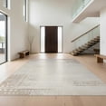 thumbnail image 1 of Design&I 4'x6' Washable Area Rug Beige Contemporary Neutral Abstract Brushed Interlocking Large for Dorm Room, Living Apartment, Flatweave Daily Traffic Ready, 1 of 7