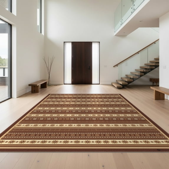 Design&I 4'x6' Washable Area Rug Entryway Boho Ru Door Featuring Striped Front Doormat Entrance for Home Office, Under Desk, Snag-Free Skid-Resistant Medium
