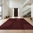 thumbnail image 1 of Design&I 4'x6' Washable Area Rug Flatweave Daily Traffic Ready Deep Burgundy Geometric Modern Abstract Design with Arches and Lines for Dorm Room, Living Apartment, 1 of 7