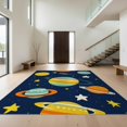 thumbnail image 1 of Design&I 4'x6' Washable Area Rug Flatweave Daily Traffic Ready Galaxy Rocket Comet Map Rings Field Chart Nebula Motifs Astronaut for Dorm Room, Living Apartment, 1 of 7