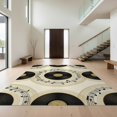 thumbnail image 1 of Design&I 4'x6' Washable Area Rug Flatweave Daily Traffic Ready Record Retro Distressed Music Aesthetic Note Player Vintage Vinyl Refined for Dorm Room, Living Apartment, 1 of 7