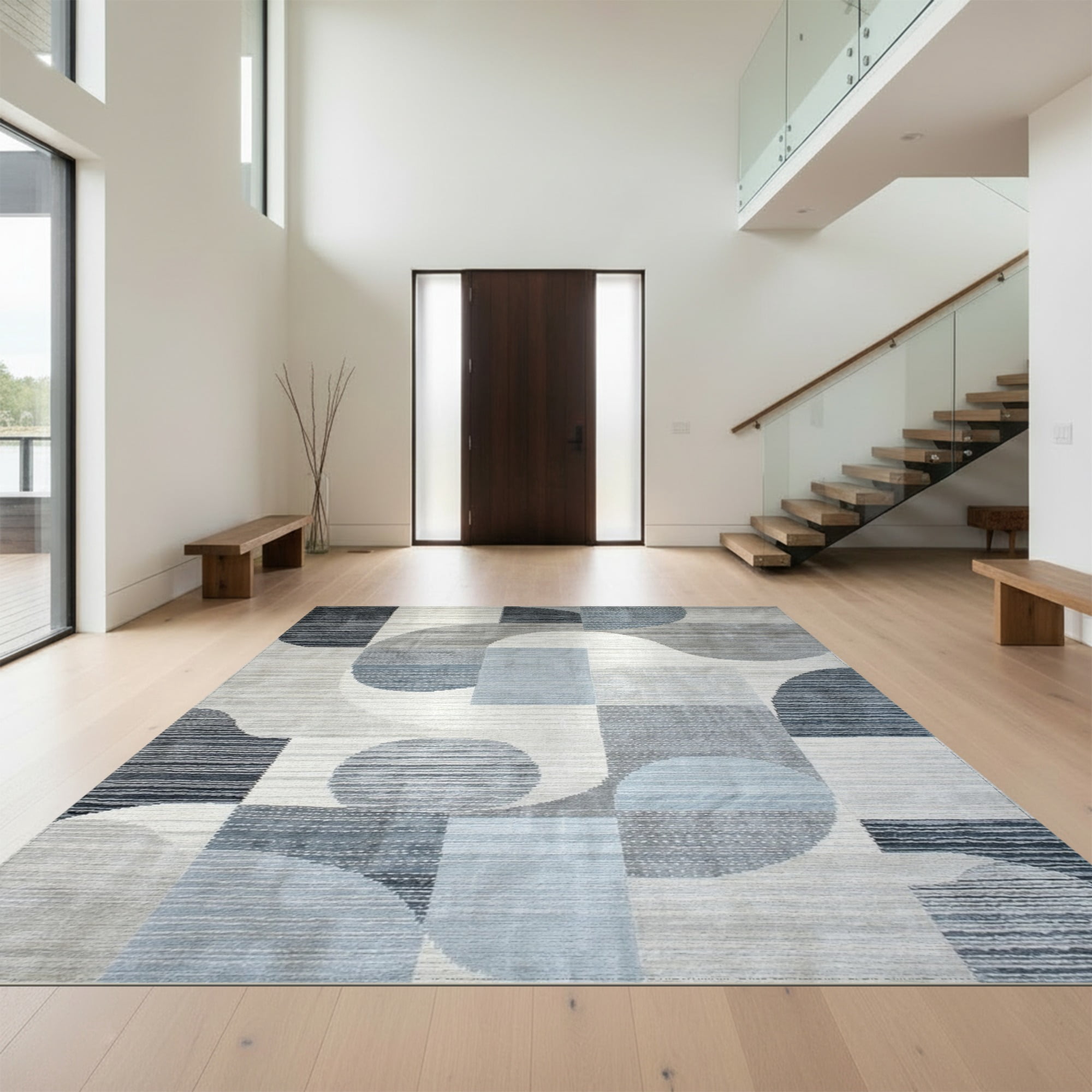 Design&I 4'x6' Washable Area Rug Gray Swirling Abstract Design Depth ...