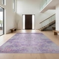 thumbnail image 1 of Design&I 4'x6' Washable Area Rug Pet Friendly & Non-Slip Built-In Grip Dorm Boho Purple Vintage Distressed Pastel Vine Edges Flower for Reading Nook, Bedroom, 1 of 7
