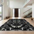 thumbnail image 1 of Design&I 4'x6' Washable Area Rug Pet Friendly & Non-Slip Built-In Grip Gothic Symmetrical Moth Delicate Frame Border Bathroom Artwork for Reading Nook, Bedroom, 1 of 7