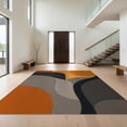 thumbnail image 1 of Design&I 4'x6' Washable Area Rug Pet Friendly & Non-Slip Built-In Grip Orange Gray Abstract Geometric Design Elegant Curves and Bold Contrasts in Modern Style for Reading Nook, Bedroom, 1 of 7