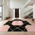 thumbnail image 1 of Design&I 4'x6' Washable Area Rug Pink Black Marble Veined Stone Inspired Polished Surface Art for Reading Nook, Bedroom, Pet Friendly & Non-Slip Built-In Grip, 1 of 7