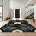 thumbnail image 1 of Design&I 4'x6' Washable Area Rug Retro Record Vintage Music Distressed Grooves Grooved Circle Vinyl Refined for Dorm Room, Living Apartment, Flatweave Daily Traffic Ready, 1 of 7
