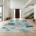 thumbnail image 1 of Design&I 4'x6' Washable Area Rug Snag-Free Skid-Resistant Medium Blue Coral Underwater Seascape Illustration Motifs with Fish and Seaweed for Home Office, Under Desk, 1 of 7