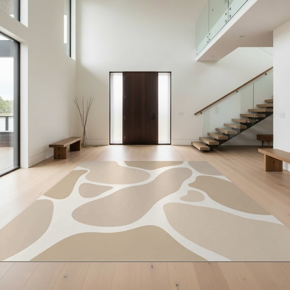 Cream Shape Rug Design&I 5'x7' Ultra Soft Area Rug, Beige Cream Abstract Shapes Design ...
