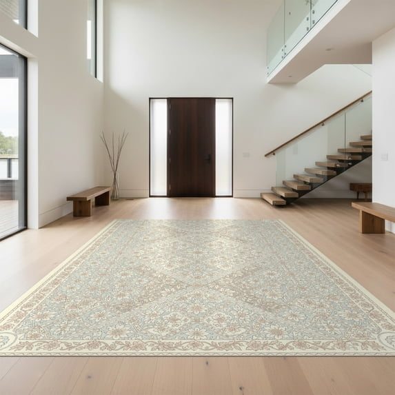 Cream Color Area Rug Design&I 5'x7' Ultra Soft Area Rug, Cream Traditional Framework ...