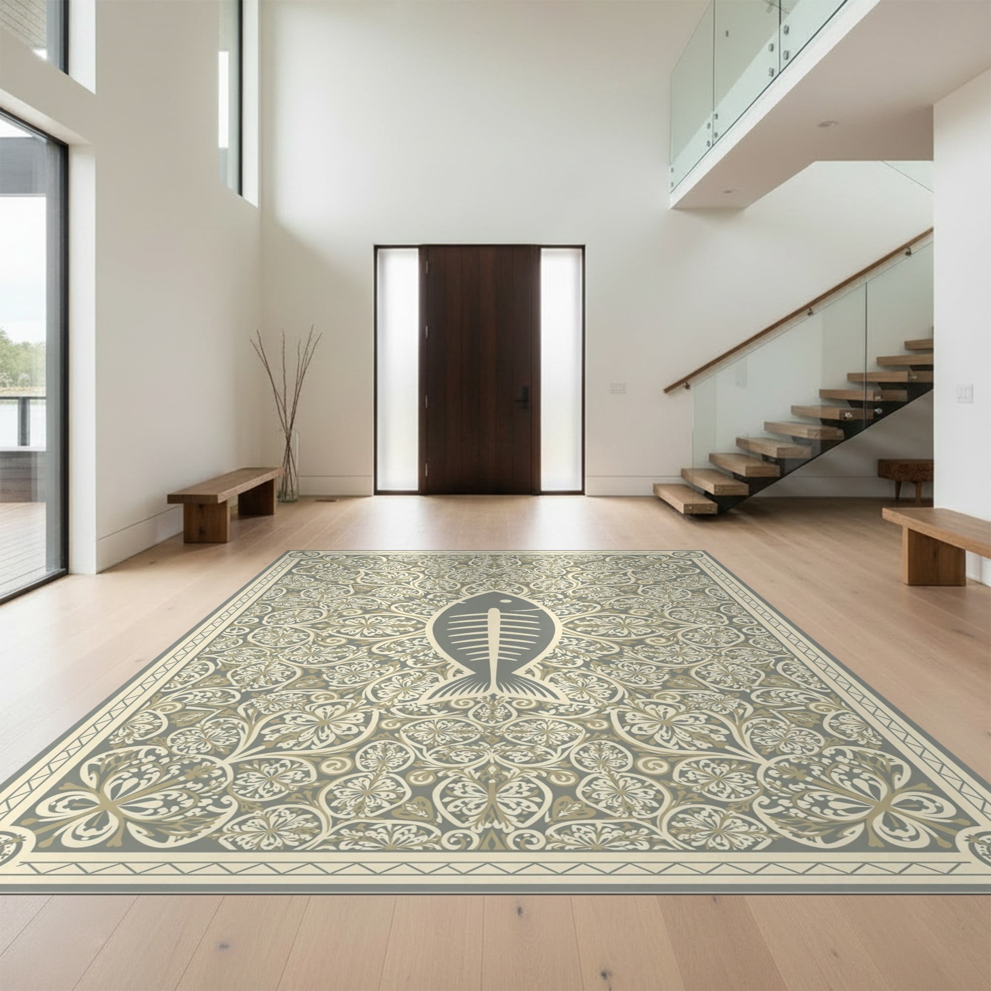 Fish Tuft Rug Design&I 5'x7' Ultra Soft Area Rug, Fish Retro Farmhouse Nautical ...