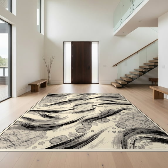 Design&I 5'x7' Ultra Soft Area Rug, Floorcarpet Painterly Blot Motif Contemporary Asymmetrical Accessories None Fluffy Washable Non Shedding for Bedroom Living Room Home Office