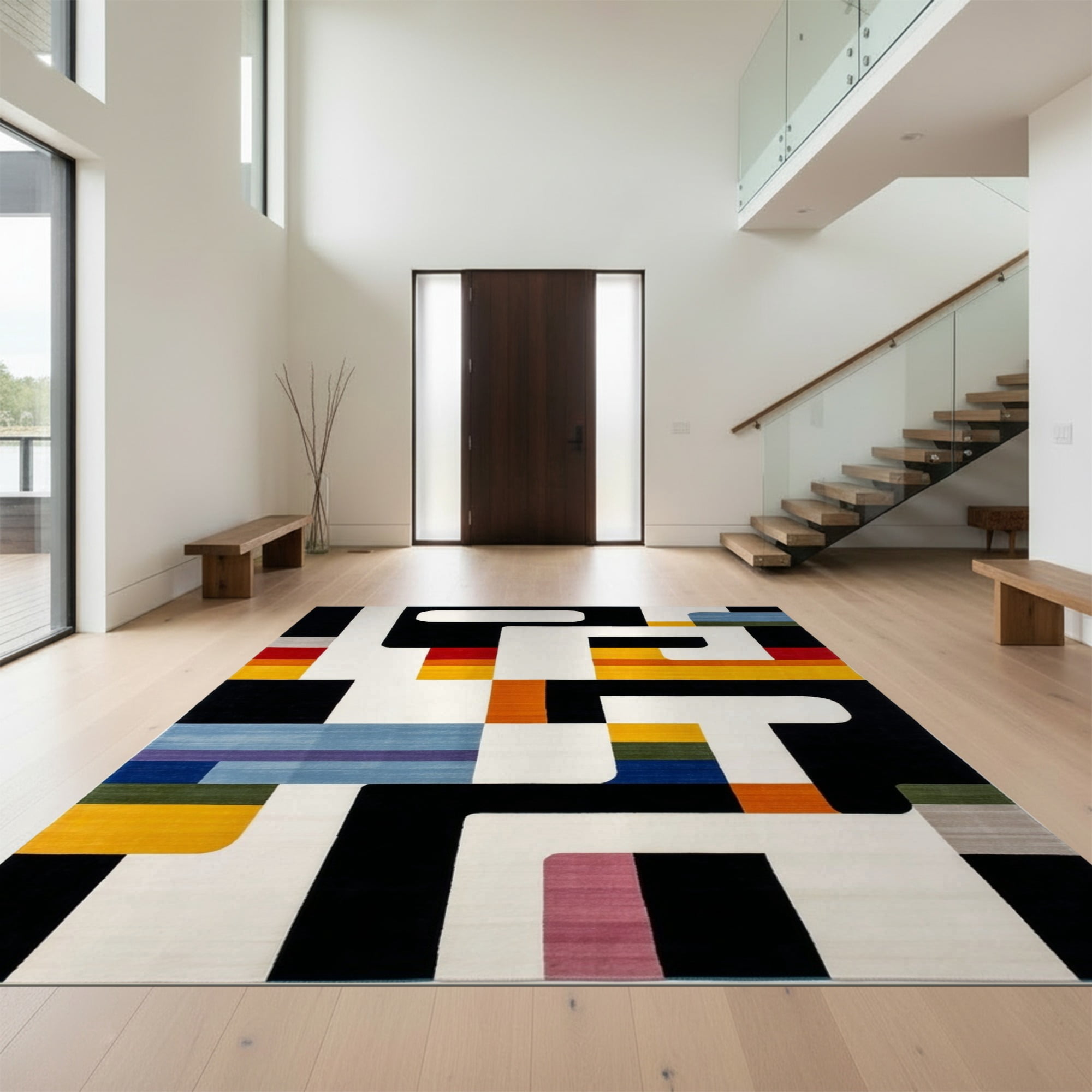 Minialistic Rug Design&I 5'x7' Ultra Soft Area Rug, Geometric Abstract Minimalist ...