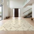 Geometric Border Rug Design Design&I 5'x7' Ultra Soft Area Rug, Neutral Interlocking Boho Geometric ...
