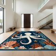thumbnail image 1 of Design&I 5'x7' Ultra Soft Area Rug, Ocean Octopus Tentacle Scroll Coral Frame Nautical Marine Decorations None Fluffy Washable Non Shedding for Bedroom Living Room Home Office, 1 of 7