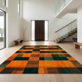 thumbnail image 1 of Design&I 5'x7' Ultra Soft Area Rug, Orange Funky Classroom Checkerboard Bold Abstract Grid with Accents Fluffy Washable Non Shedding for Bedroom Living Room Home Office, 1 of 7