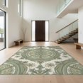 thumbnail image 1 of Design&I 5'x7' Washable Area Rug Flatweave & Daily Traffic Ready Circle Distressed Farmhouse Frame Dining Table Round Vintage Refined Structured for Guest Room, Lounge, Apartment, 1 of 7