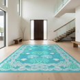 thumbnail image 1 of Design&I 5'x7' Washable Area Rug Flatweave & Daily Traffic Ready Fish Underwater Interlocking Ocean Motif Featuring Navy Beachy for Guest Room, Lounge, Apartment, 1 of 7