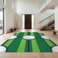 thumbnail image 1 of Design&I 5'x7' Washable Area Rug Flatweave & Daily Traffic Ready Sport With Centered Emblem And Fairway Stripe Border Golf Ball Refined for Guest Room, Lounge, Apartment, 1 of 7