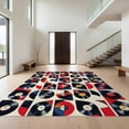 thumbnail image 1 of Design&I 5'x7' Washable Area Rug Music Vinyl Cd Record Retro Disc Grid Interlocking Soundwave for Guest Room, Lounge, Apartment, Flatweave & Daily Traffic Ready, 1 of 7