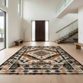 thumbnail image 1 of Design&I 5'x7' Washable Area Rug Round Abstract Tapete Geometric Circle Aztec Stepped Distressed for Small Living Room, Bedroom, Sleek Flatweave Pet Friendly & Non-Slip, 1 of 7
