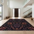 thumbnail image 1 of Design&I 5'x7' Washable Area Rug Sleek Flatweave Pet Friendly & Non-Slip Deep Midnight Floral Enchanted Garden Design Mystical Botanicals with Occult Motifs for Small Living Room, Bedroom, 1 of 7