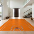 thumbnail image 1 of Design&I 5'x7' Washable Area Rug Snag-Free, Skid-Resistant Basketball Lines Hoop Motif Bold Stripe Border Center Repeating for Dining Room, Under Table, Home Office, 1 of 7