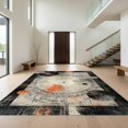 thumbnail image 1 of Design&I 5'x7' Washable Area Rug Snag-Free, Skid-Resistant Circle Retro Vinyl Record Music Distressed Groove Ring Border for Dining Room, Under Table, Home Office, 1 of 7